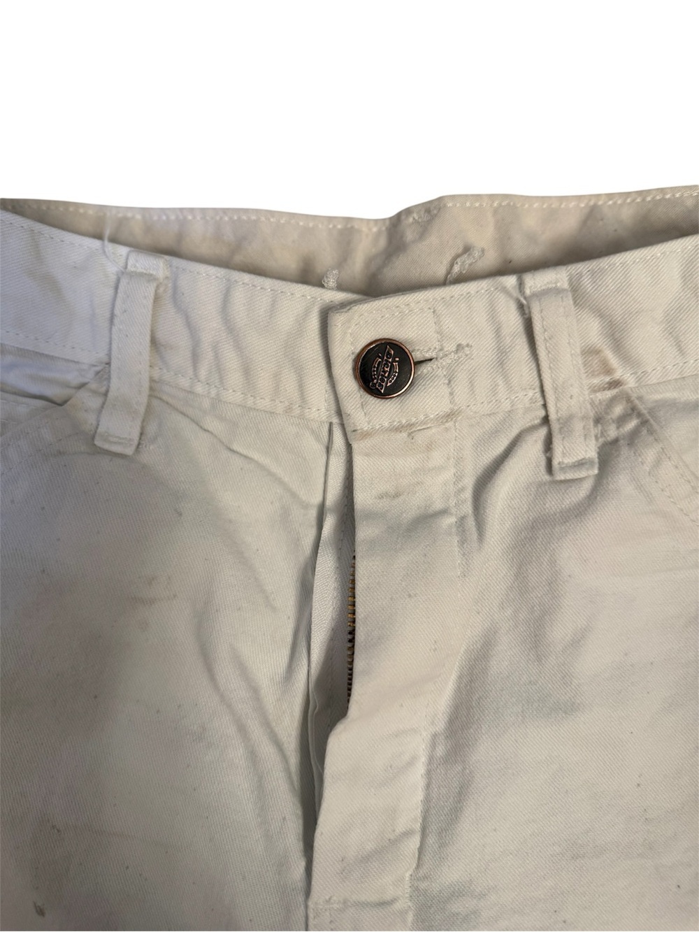 White Painter Carpenter Style Work Pants with Paint Splatter - Picture 5 of 9